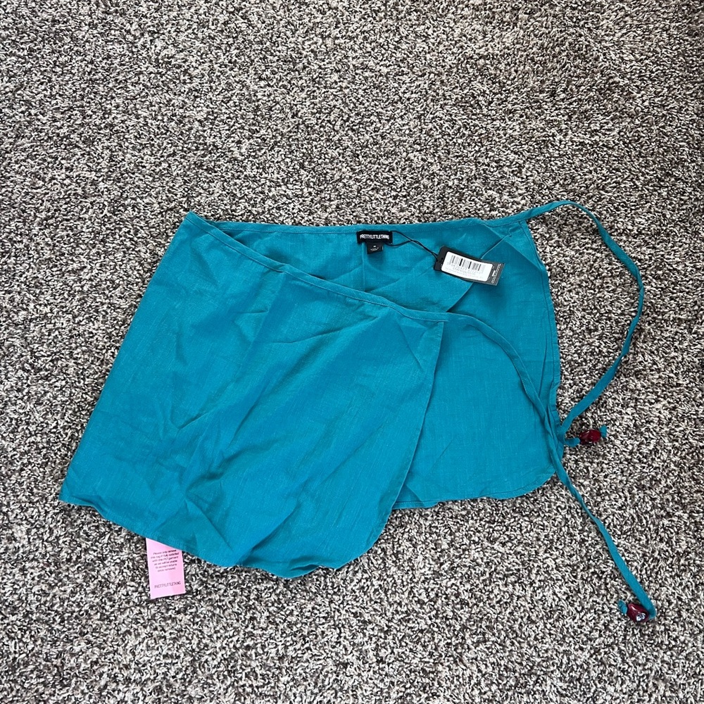PrettyLittleThing Turquoise Wrap Skirt